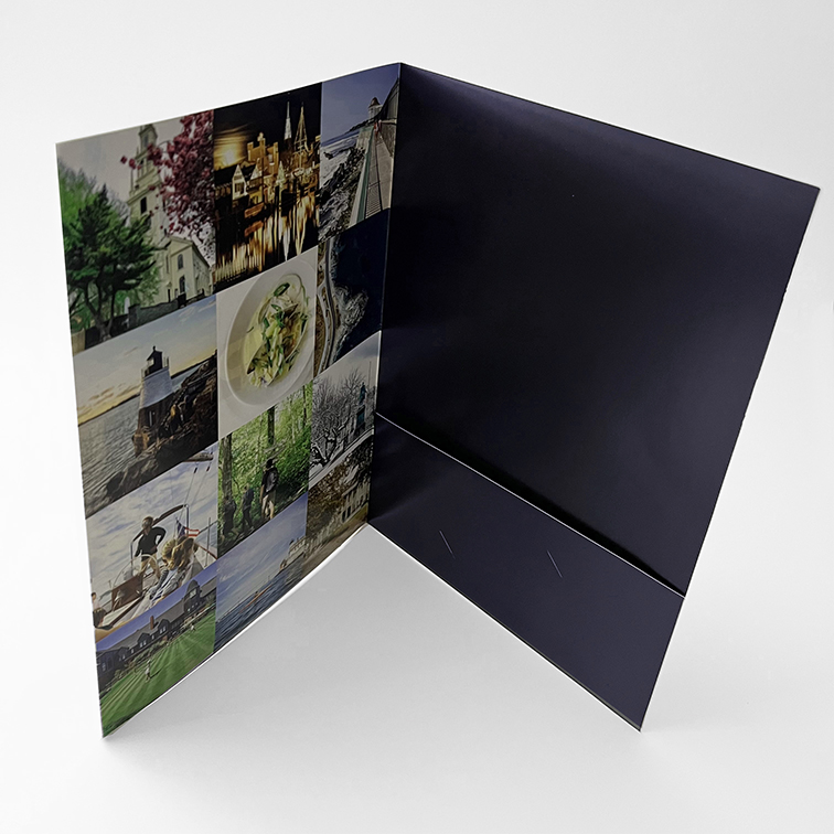 Photo showing Inside panels of Discover Newport's custom folder