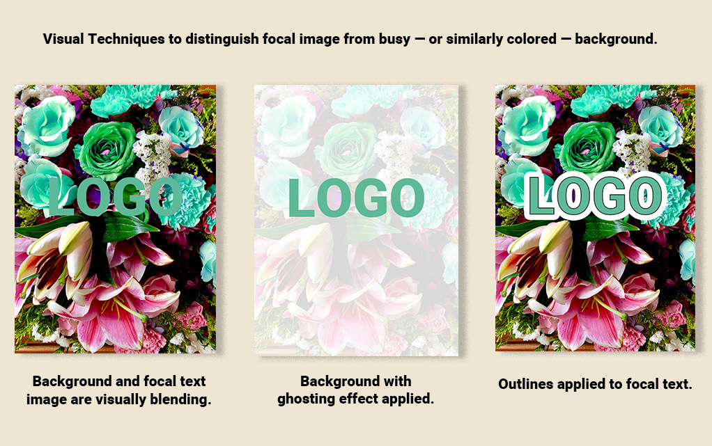 Image showing examples of blending background, ghosted background, outlined image