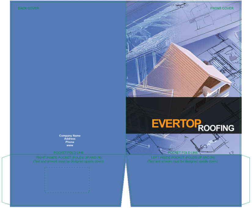 Roofing Blueprint Blue real estate presentation folder template